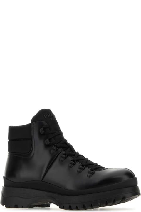 Boots for Men Prada Black Re-nylon And Leather Brixxen Ankle Boots