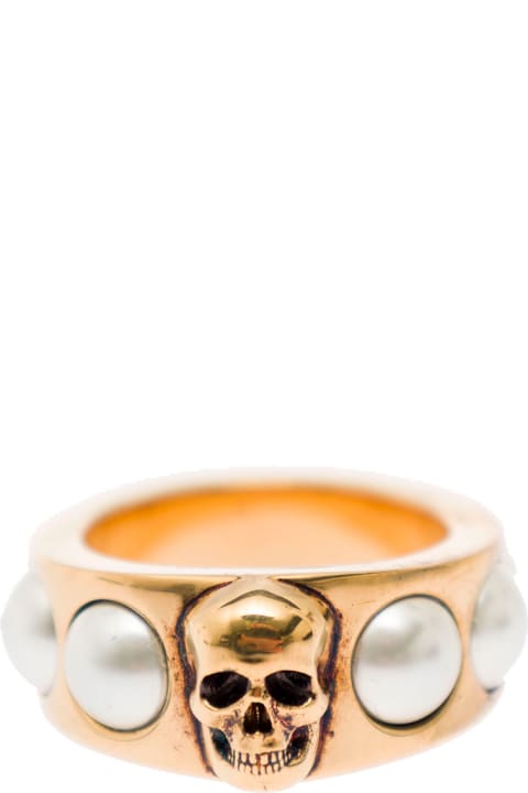 Pearl N Skull Ring
Antique Gold - Pearl
