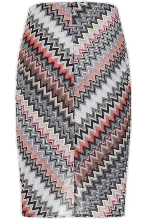 ウィメンズ新着アイテム Missoni Zigzag Printed Ruched-detail Midi Skirt Missoni