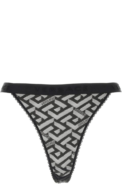 Versace Clothing for Women Versace Black Stretch Lace Thong