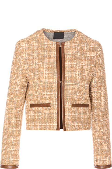 Homeware Pinko Cropped Tweed And Faux Leather Jacket
