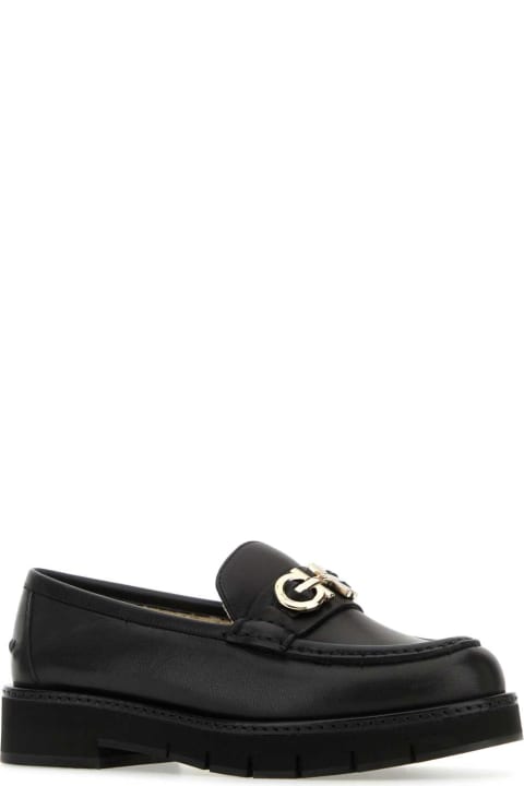 Flat Shoes for Women Ferragamo Black Leather Ofelia Loafers