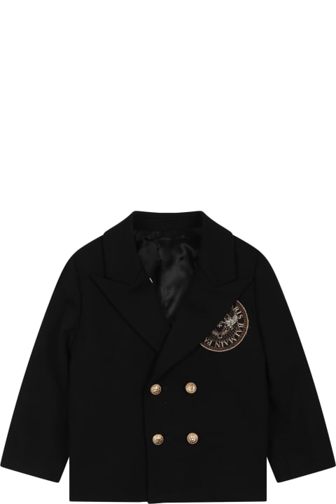 Balmain Coats & Jackets for Baby Boys Balmain Black Jacket Fro Baby Boy With Logo