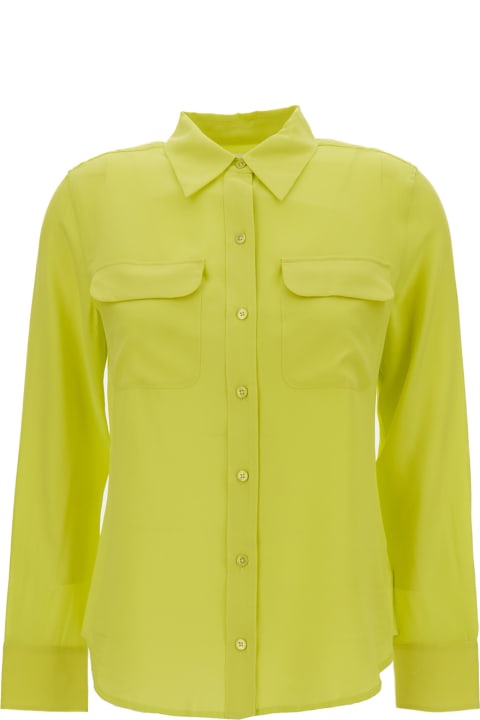 ウィメンズ Equipmentのウェア Equipment 'slim Signature' Yellow Shirt With Classic Collar In Silk Woman