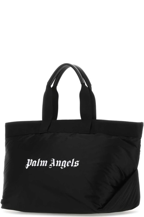 Totes for Men Palm Angels Black Fabric Shopping Bag