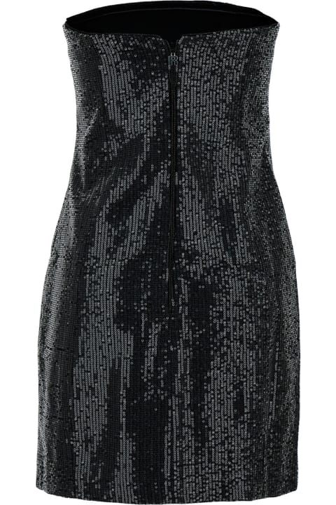 Fashion for Women Rotate by Birger Christensen Mini Black Strapless Dress With Paillettes In Cotton Woman