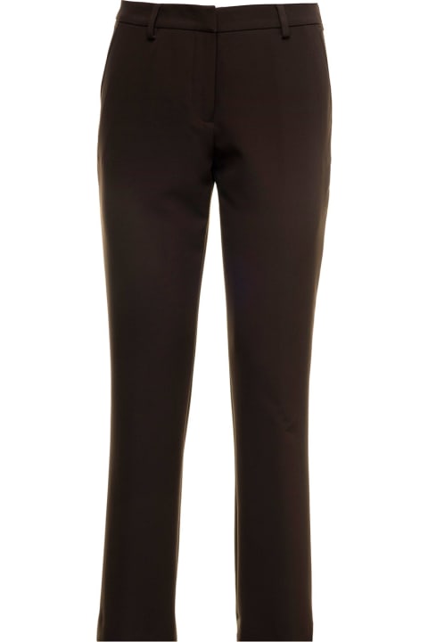 Jane Camel Brown Trousers In Stretch Tricotine Pt Woman