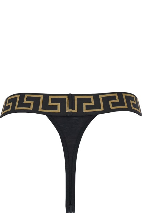 Versace Underwear & Nightwear for Women Versace Black Underwear With Greca And Medusa Detail In Stretch Cotton Woman