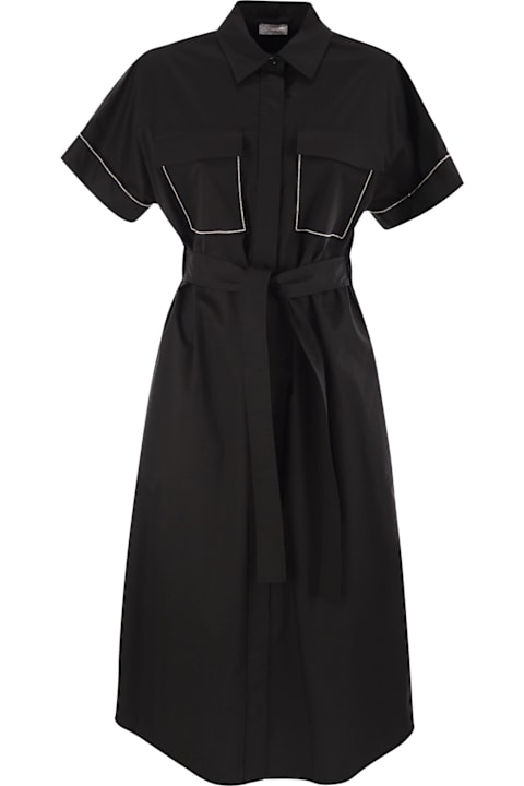 Peserico Dresses for Women Peserico Light Stretch Cotton Satin Chemisier Dress