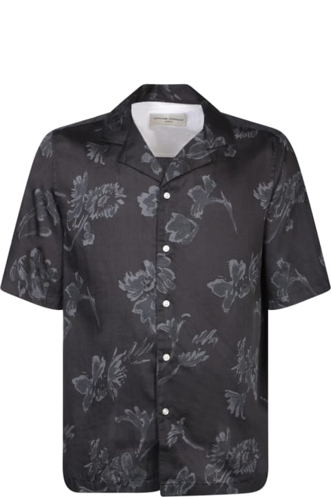 メンズ Officine Généraleのシャツ Officine Générale Short Sleeves Black/grey Shirt