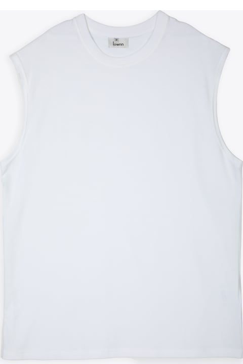 100% Cotton White cotton sleeveless t-shirt - Signature tank top