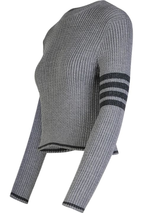 Thom Browne Sweaters for Women Thom Browne '4 Bar' Grey Virgin Wool Sweater