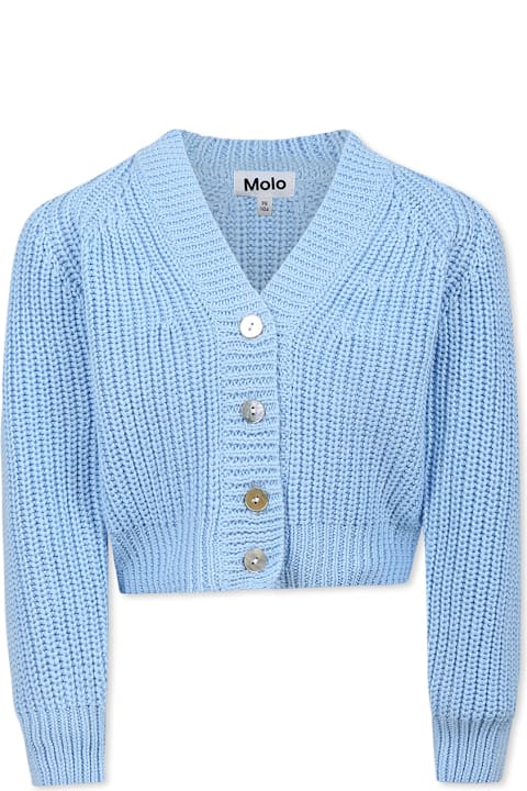 Homeware Molo Light Blue Cardigan For Girl With Logo