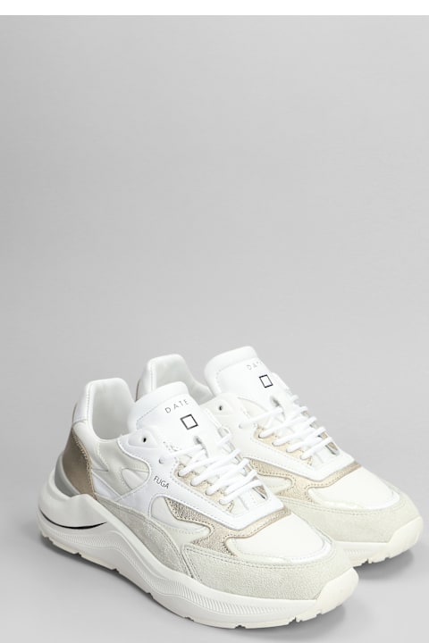 D.A.T.E. Shoes for Women D.A.T.E. Fuga Sneakers In White Suede And Leather