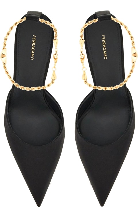 Ferragamo High-Heeled Shoes for Women Ferragamo Black Satin Pump Shoe