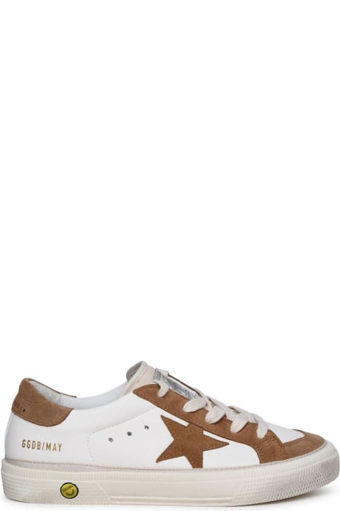 Golden Goose for Kids Golden Goose May Star Distressed-effect Low-top Sneakers