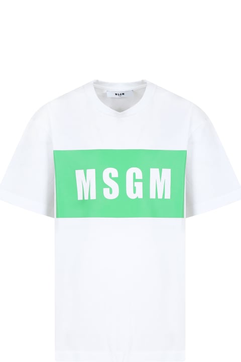 ウィメンズ MSGMのTシャツ＆ポロシャツ MSGM White T-shirt For Kids With Logo