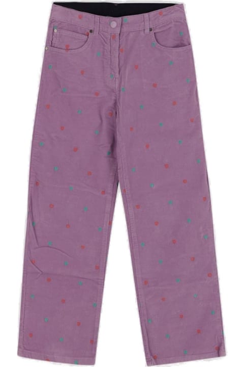 High-waist Heart-embroidered Trousers