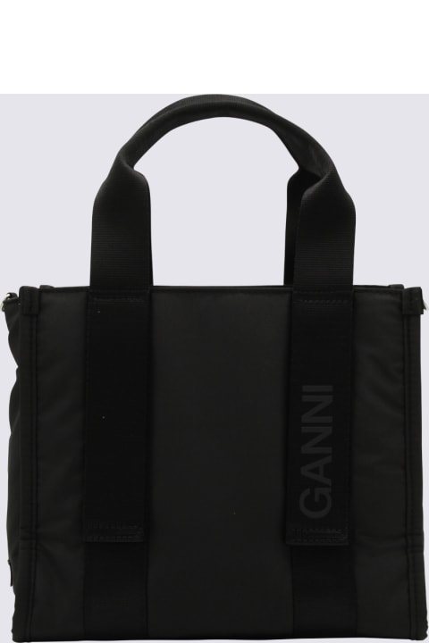 Ganni Totes for Women Ganni Black Canvas Handle Bag