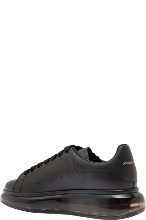 Black Air Sole Sneakers In Calf Leather Man