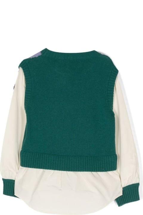 Emerald Green Sweater With Multicolor Print