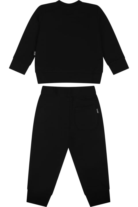 Bottoms for Baby Girls MSGM Black Suit For Baby Girl With Logo