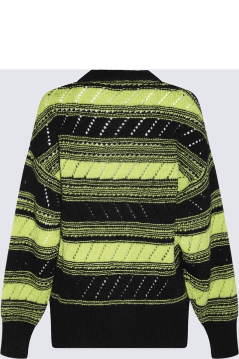 Ganni Sweaters for Women Ganni Black And Lime Green Wool Cardigan