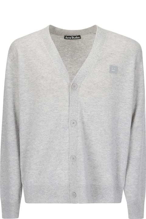 Sweaters for Men Acne Studios Face Logo Patch V-neck Cardigan