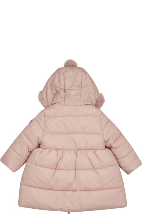 Topwear for Baby Girls Il Gufo Long Jacket With Hood And Pompom