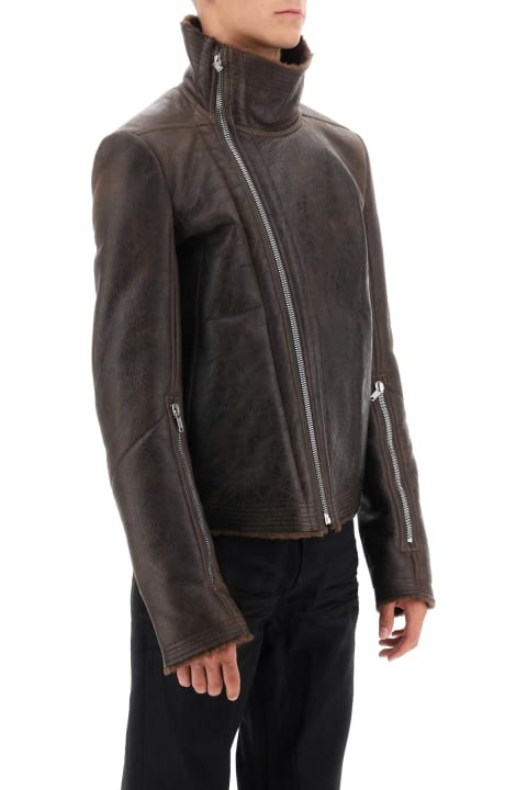 Rick Owens Coats & Jackets for Men Rick Owens 'bauhaus' Shearling Biker Jacket