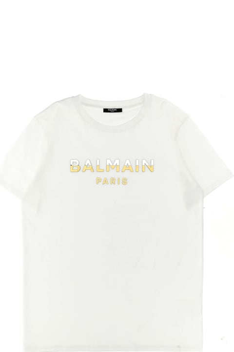 Balmain Topwear for Girls Balmain Metallic Logo T-shirt
