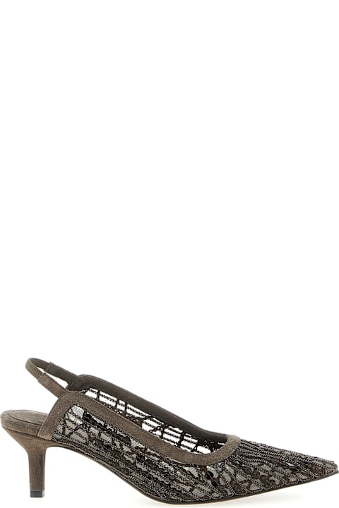 Brunello Cucinelli for Women Brunello Cucinelli 'city Glistening Abstract Embroidery' Slingback