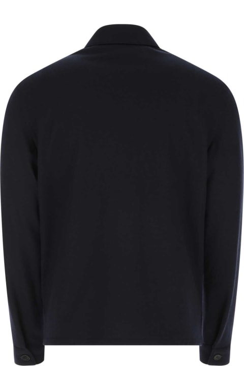 Clothing Sale for Men Prada Navy Blue Wool And Cashmere Shirt