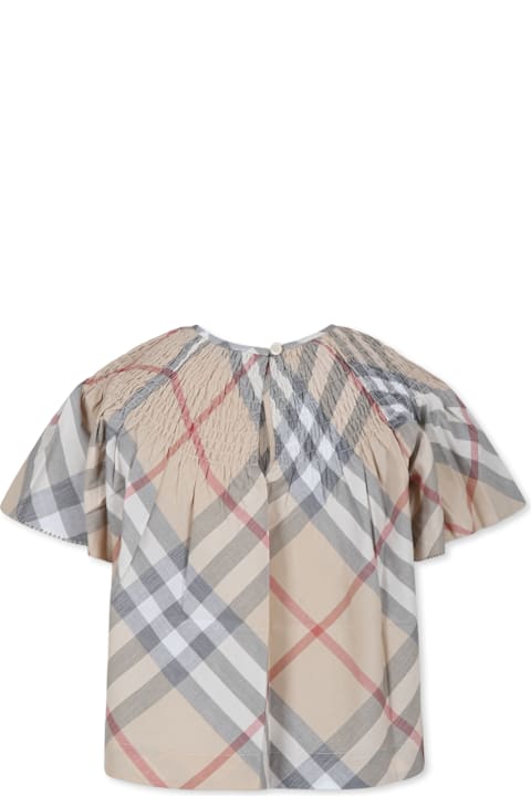 Homeware Burberry Beige Top For Girl With Vintage Check