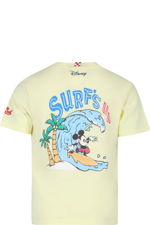 Topwear for Boys MC2 Saint Barth Yellow T-shirt For Boy With Mickey Mouse Print