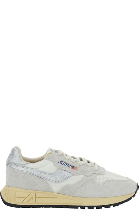 Homeware Autry 'reelwind' Grey Low Top Sneakers With Logo Patch On Tongue And Side In Leather Blend Woman