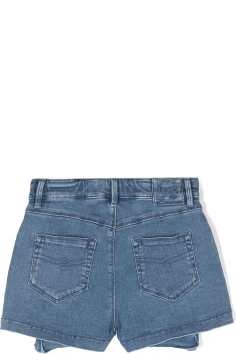 Bottoms for Girls Miss Blumarine Blue Denim Cargo Shorts