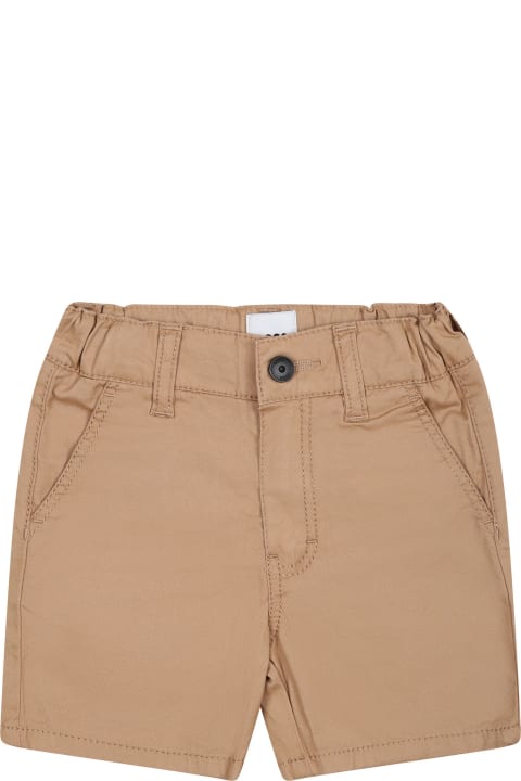 Bottoms for Baby Girls Hugo Boss Brown Shorts For Baby Boy With Logo Detail