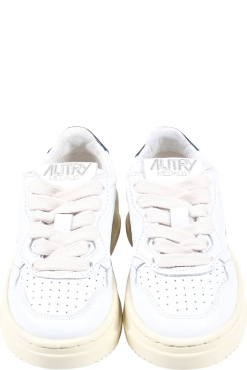 ボーイズ Autryのシューズ Autry White Sneakers For Kids With Blue Logo