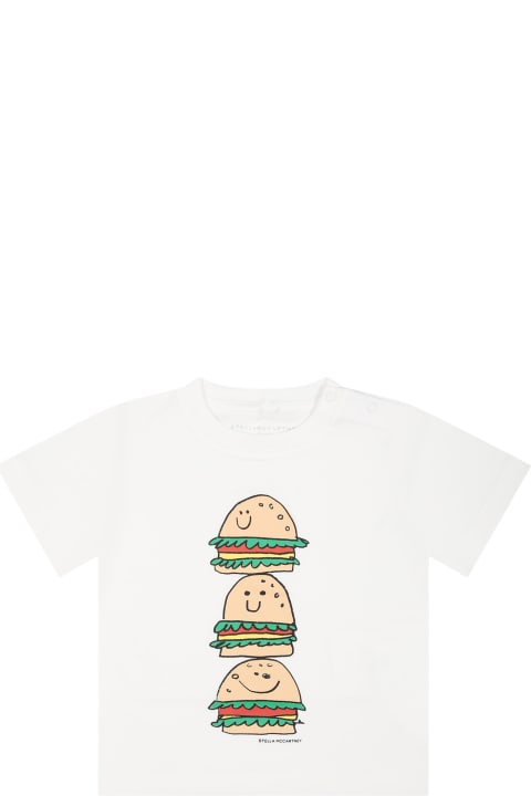 ベビーボーイズ トップス Stella McCartney Kids White T-shirt For Baby Boy With Hamburger Print