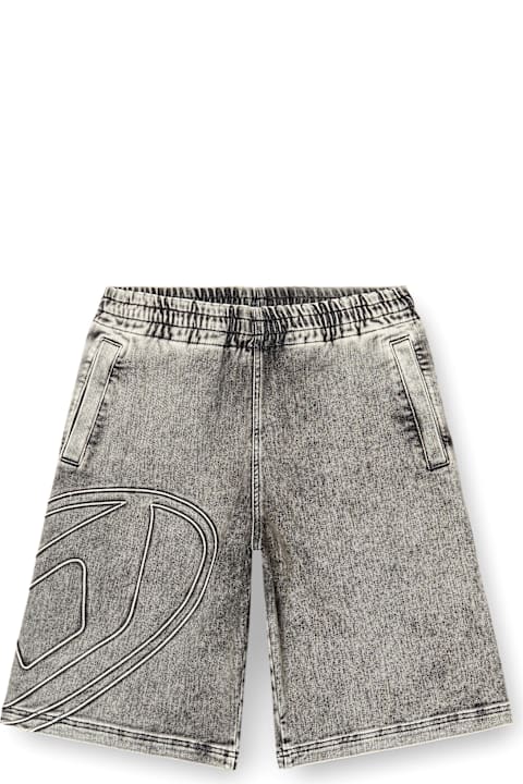Diesel سراويل لـ القسم الرجالي Diesel D-enny-s Track Délavé Grey Denim Bermuda Shorts
