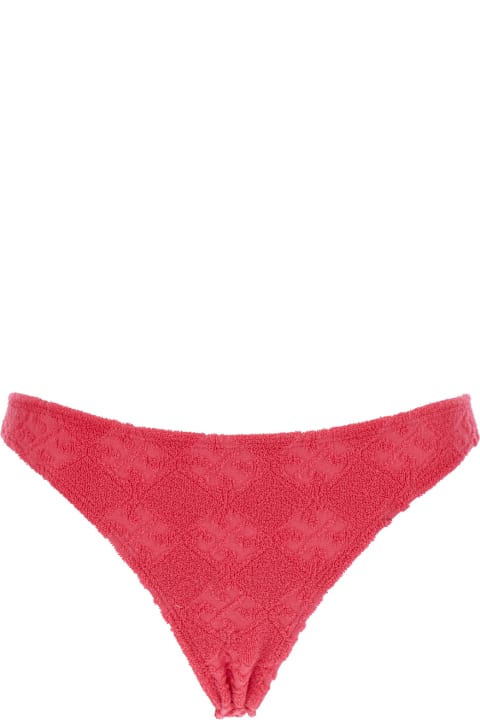 Homeware Tory Burch 'terry' Pink Bikini Bottoms With All-over Logo Embroidery In Cotton Blend Stretch Woman