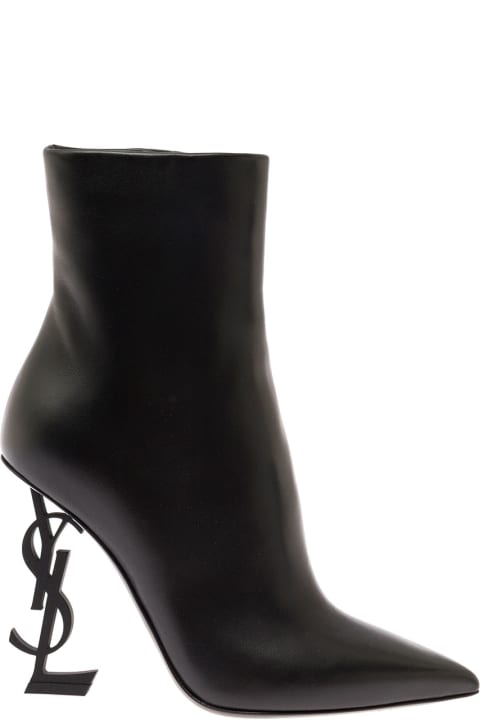 Boots for Women Saint Laurent 'opyum' Boots With Cassandre Heel In Leather Woman