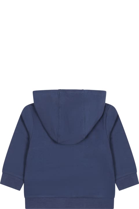 ベビーボーイズ Timberlandのニットウェア＆スウェットシャツ Timberland Blue Hooded Sweatshirt For Baby Boy With Logo