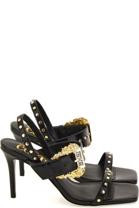 أدوات منزلية Versace Jeans Couture Versace Jeans Couture Open Sandals With Gold Buckle