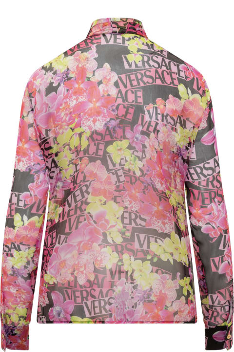 Versace Topwear for Women Versace Allover Floral Printed Long Sleeved Shirt