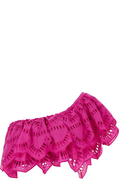 Charo Ruiz Clothing for Women Charo Ruiz Fuchsia One-shoulder Top With Crochet Work In Cotton Blend Woman