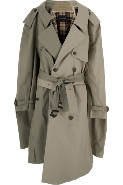 Homeware Balenciaga 
double Sleeve
 Beige Trench Coat With Extra Pair Of Sleeves In Cotton Woman