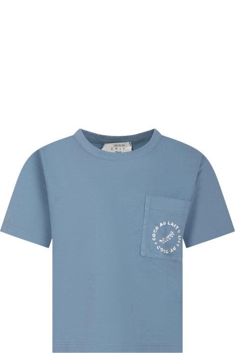 Coco Au Lait T-Shirts & Polo Shirts for Boys Coco Au Lait Light Blue T-shirt For Kids With Logo