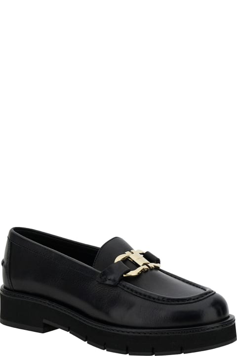 Ferragamo for Women Ferragamo 'mayna' Black Loafers With Gancini Detail And Platform In Leather Woman